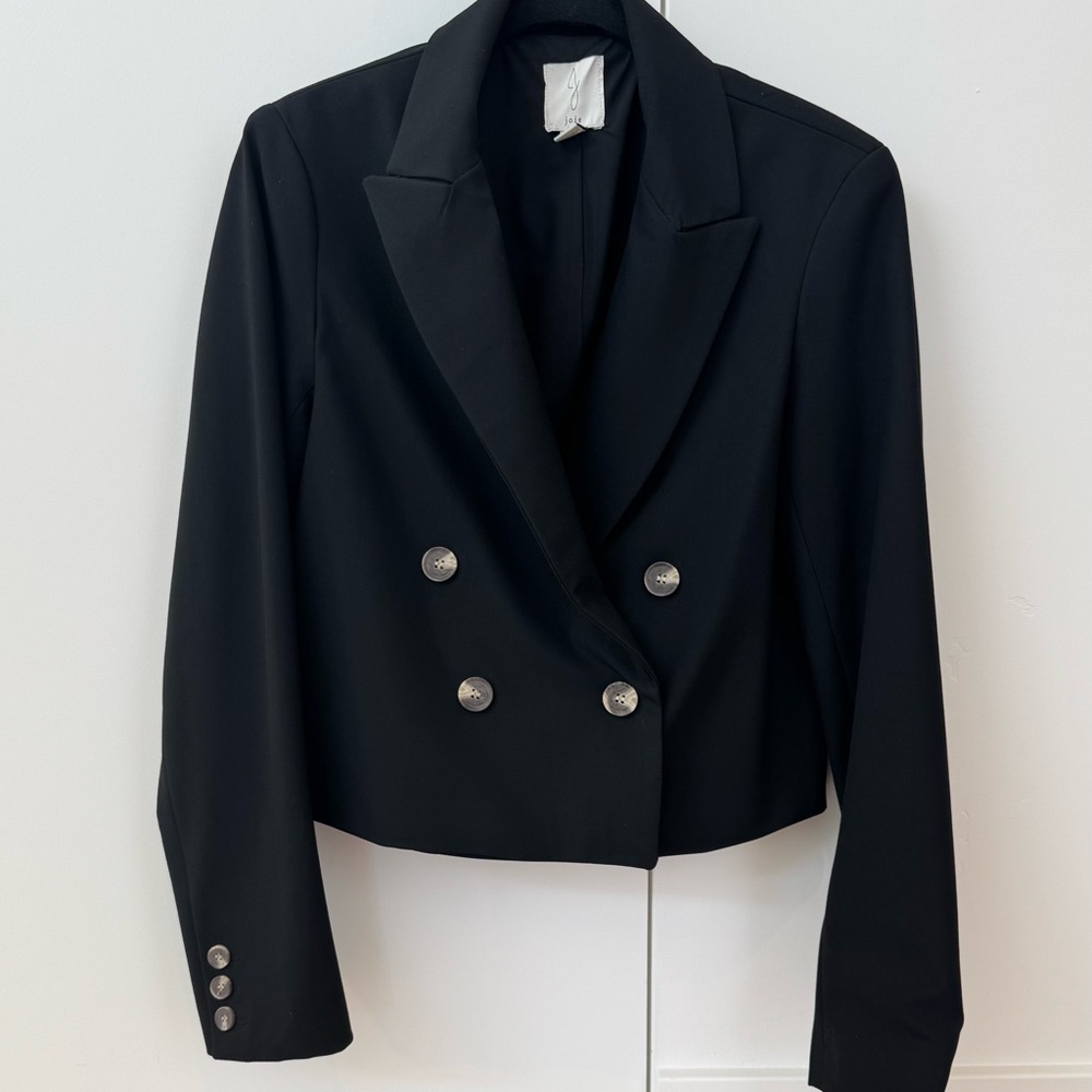 Joie Black Double-Breasted Cropped Blazer